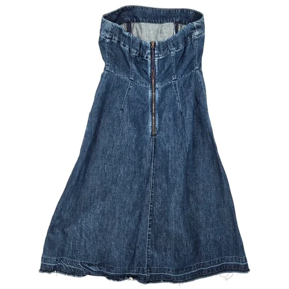 Holding Horses Anthropologie SIZE 4 Strapless Denim Womens Coastal Western Dress - Picture 4 of 10